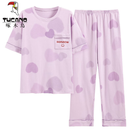 TUCANO; Woodpecker full cotton short-sleeved pajamas women's suit summer trousers pure cotton home clothes can be worn outside in summer spring and autumn cartoon Y9715 M (recommended 75-95Jin [Jin equals 0.5 kg])
