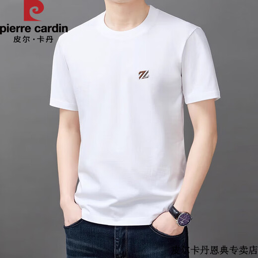 Pier Cardin Brand 100 T-shirt à manches courtes en coton pur pour le t-shirt cool à la mode décontracté mince pour hommes pour hommes YS9921 Gray M 105 [90-110jin [Jin est égal à 0,5 kg]]]