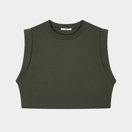 moussy&sly2025夏季简约纯色坎肩圆领无袖休闲针织背心030ISR80-3271 军绿色150 S