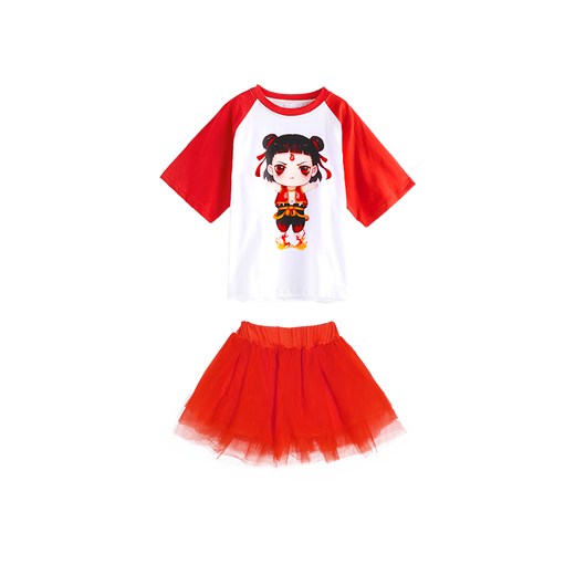 
Disney Nezha costumes, June 1 children's performance suits, summer kindergarten cheerleading costumes, elementary school sports meeting class suits, A674 white short sleeves, 140 suggestions, 130-140cm, 9-10 years old cm