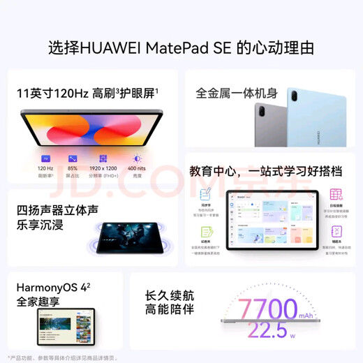 99% new Huawei (HUAWEI) MatePad SE 11-inch 2024 Huawei tablet high brush eye protection large screen 8+128GB WiFi Nebula Gray Official Authentic JD Logistics