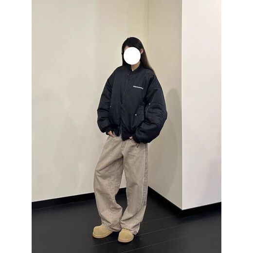 迪伽达2025美式街头复古刺绣棒球棉服外套男女潮牌短宽飞行夹棉夹克外套 ZYF-687 卡其色 常规 XL