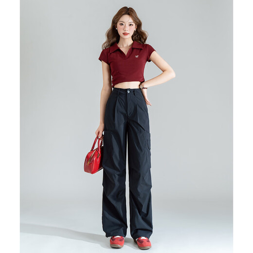 
TonLion 2025 summer women's work pants thin loose pleated straight casual pants