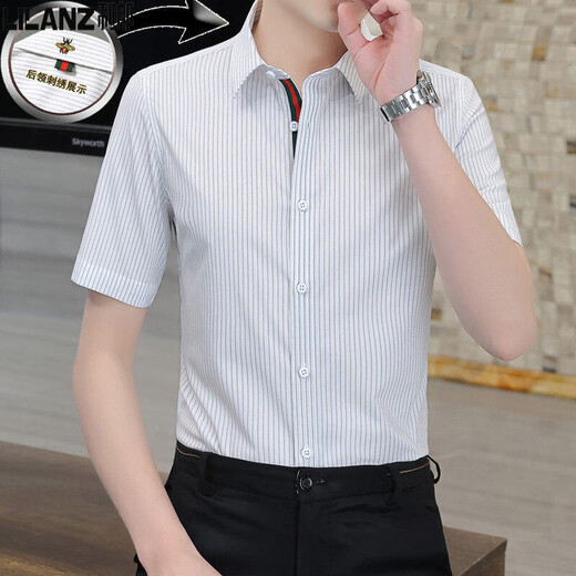 Camisa de manga corta de Lilang para hombres en verano Nuevo negocio de lujo de lujo casual sin hierro fino