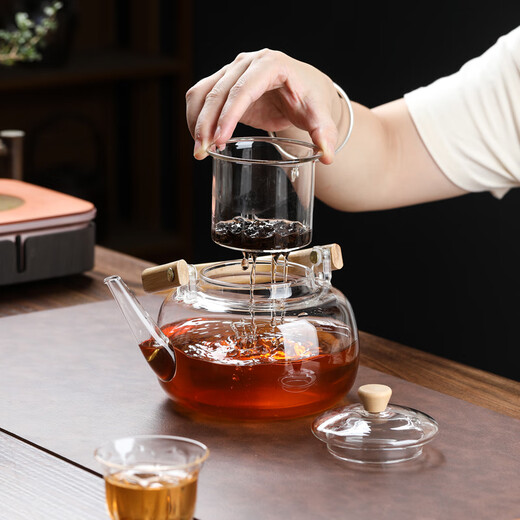 SUSHI CERAMICS teapot thickened high borosilicate glass teapot flower teapot wooden handle teapot 1000ml