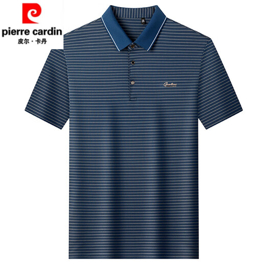Pierre CARDIN high-end new dad summer short-sleeved T-shirt ice silk middle-aged men's POLO shirt middle-aged and elderly summer Father's Day short-sleeved 9922 black XL 175135-150Jin[Jin equals 0.5 kg]