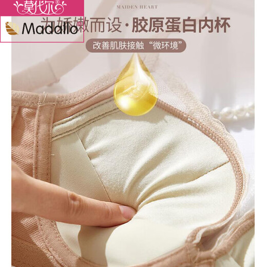 莫代尔性感法式内衣小胸女聚拢无钢圈不空杯收副乳防下垂文胸套装 米红【单件】 保密发货 75A -34A
