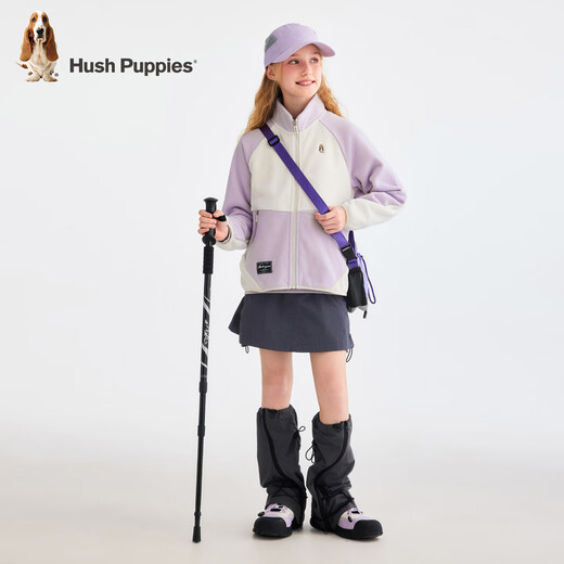 Hush Puppies children's clothing children's polar fleece jacket 25 autumn stand-up collar knitted top for boys and girls sweet purple 120
