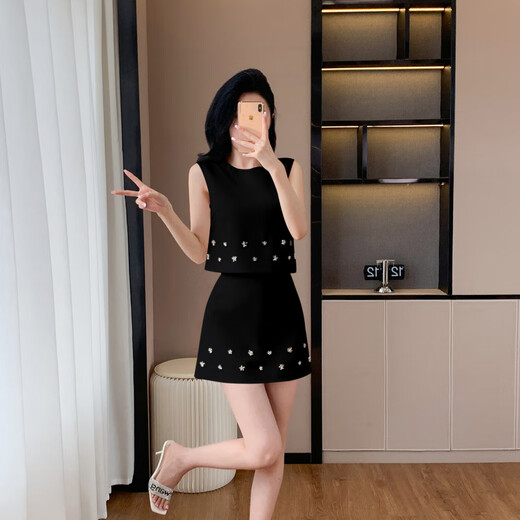 Fashion européenne tendance et à la mode sociale sans manches gilet femme jupe supérieure d'été