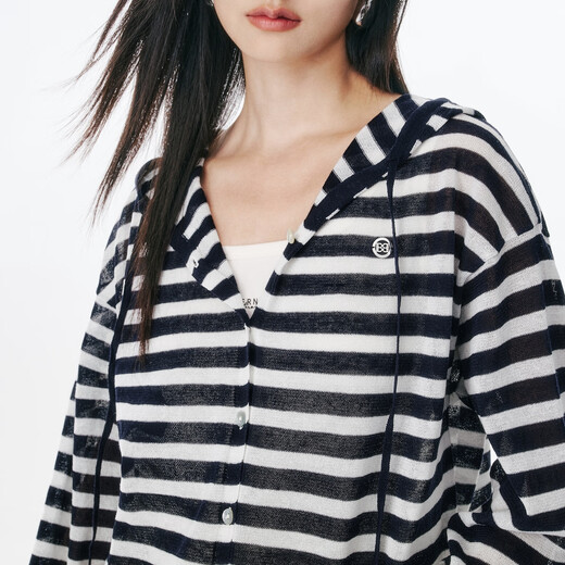 Peacebird [same style in the mall] Women's clothing 2025 summer new anti-wrinkle line cardigan A3EDF2629 Blue S 155