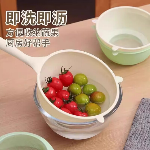 Xincong rice cleaning artifact, rice washing sieve, rice cleaning basin, fine holes, no leakage of rice, household colander, kitchen washing fruit, vegetable draining basket, one spoon, multi-purpose, green