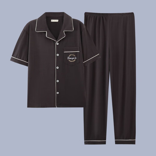 Zipjbx Pajamas pour hommes à manches courtes à manches courtes en coton mince pyjamas pour hommes et à la maison d'été pour la taille plus et à la manche à manches courtes) l [suggéré 100-120 Jin [Jin est égal à 0,5 kg]]]