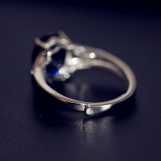 Fat Donglai's same tanzanite ring 925 silver herringbone style natural tanzanite sapphire women's silver hand-inlaid main stone 8X10mm live ring