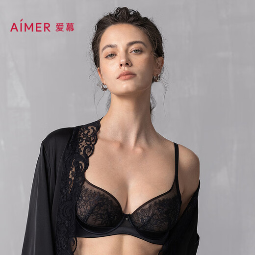 Ai Meng Unterwäsche Frauen Dessous ohne Stahlringe und kleine Brüste versammelten sich sexy Spitzennetz Bra Am17a761 Classic Black 70b
