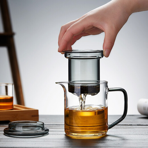 Mesni teapot glass teapot tea water separation thickened tropical filter tea set office household tea dispenser tea maker 320ml mok cup