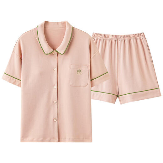 Couple pajamas summer short-sleeved cotton shorts cardigan lapel men and women Korean version simple casual suits for outside wear SN12701 women 12801 men XL men