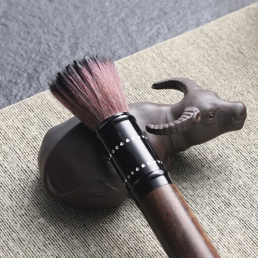 Lucky Cat Purple Clay Buffalo Tea Pet Ornament Ox Turns the World Tea Play Lucky Zodiac Ox Boutique Tea Table Treasure Ceramic Style Purple Clay Lucky Buffalo (Black)