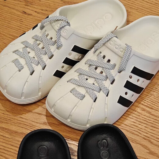阿迪达斯 （adidas）ADILETTE CLOG 白色 洞洞运动休闲拖鞋 JH9849 JH9848黑色 43 支持鉴定