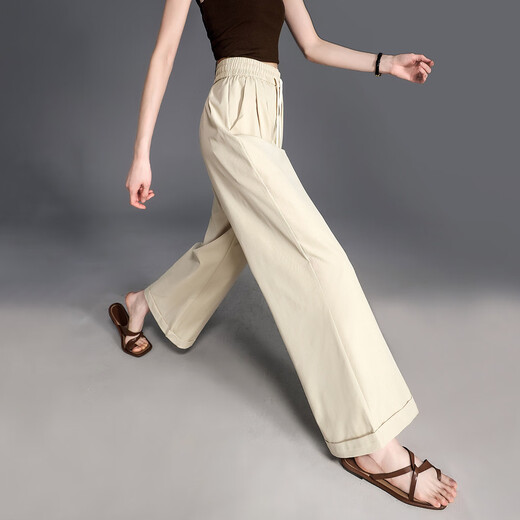 Demana [Sauerstoff schlanke Hosen] Sommerdesign Sinn geknöpfte Weitbeine und elastische Taille kleiner Körper, die lange Frauen -Freizeithosen bedecken