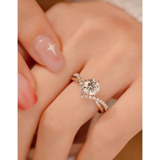 Pt950 Platinum Coronation for Love Moissanite Diamond Ring Diamond Ring Women's Engagement Proposal and Wedding Ring Closed Ring Coronation for Love Diamond Ring 50 Points - Light Luxury Model The default live opening can be adjusted in size