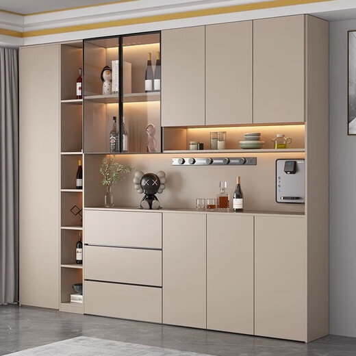 Yizhiyan 2026 Nuevo gabinete de vino de madera maciza Sala de estar Integrado Gabinete de entrada de pared Integrado Sala de comedor Almacenamiento Estilo de acompañamiento 8: 180*40*220 Panel posterior espeso + Instalación del paquete de entrega