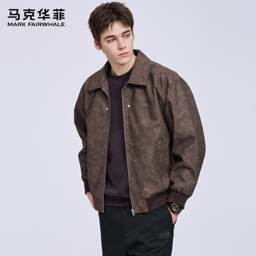 Mark Huafei Light Luxury Retro Motorcycle Leather Jacket Men's 2025 Autumn New Trendy Windproof Jacket 1526 Brown 306 L 175