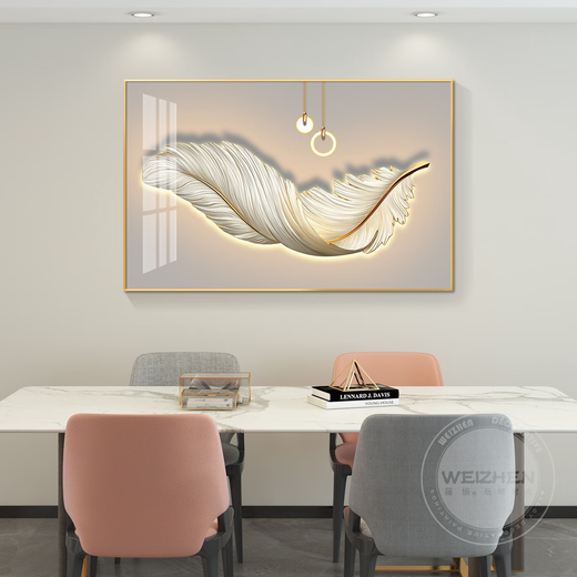 Yonghuan Restaurant Dekorative Malerei Feder Eins Größe Esszimmer Küche Hintergrund Wandhänge Malmale Mural Atmosphärische KX1098 Leichter luxuriöser goldener Grenze 60x40 cm 35 mm verdickte Aluminiumlegierung Border + strukturierte Öl Canvas (Matt)