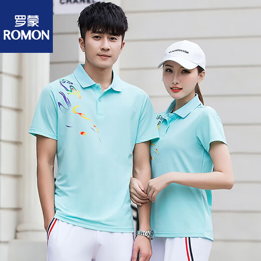 罗蒙夏季情侣短袖t恤男女透气速干衣POLO衫运动套装定制印logo工作服 9215白色套装(T恤+白长裤) 5XL 男
