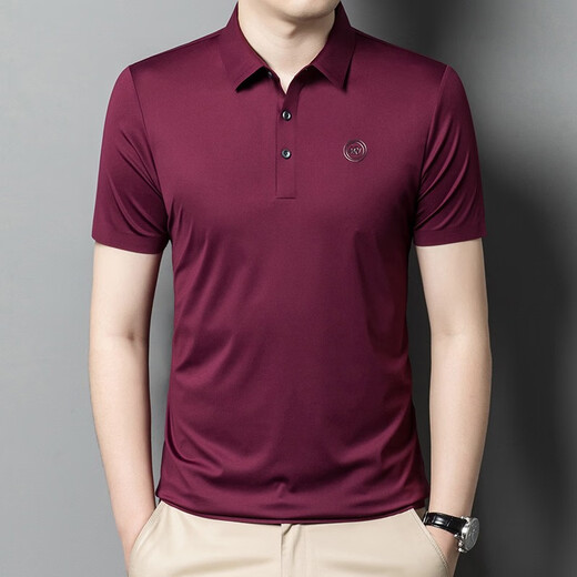 老爷车男装短袖真丝T恤2025夏季新款桑蚕丝高档名牌半袖潮男上衣 9859紫红 均码 190/104A