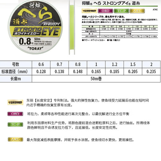 ZUKIBOA74C will be imported from Japan, original silk track pink standard nylon fishing line main line competitive track fishing line fluorescent yellow 50 meters No. 2.0