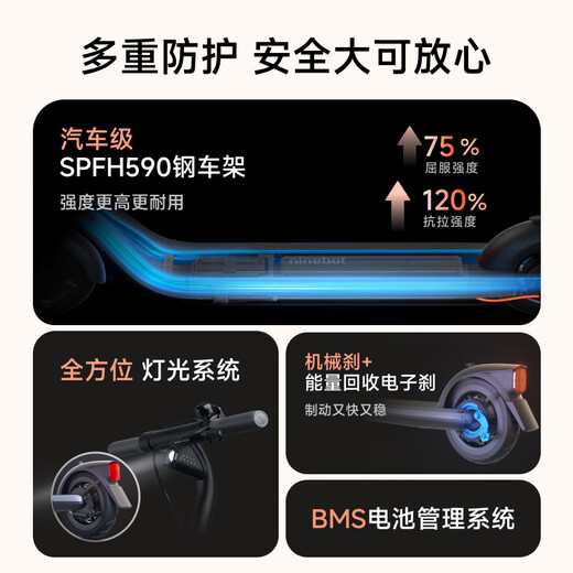 Ninebot Electric Scooter E2 Black Adult Two-Wheeled Portable Electric Scooter Foldable Safety Protection Large Screen Instrument Student Campus