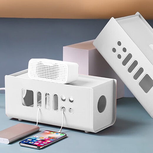 Haofanjie plug-in board storage box socket desktop power cable data cable charger desk dormitory wire management plug-in wire storage box [30*13*13cm]