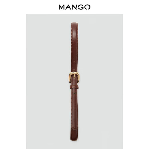 MANGO women's belt 2026 spring new style brown retro oval buckle versatile leather belt brown 85cm
