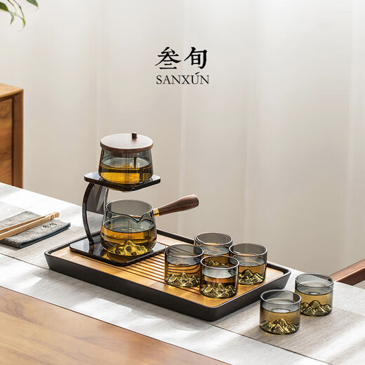 Thirty-year-old distant mountain glass automatic Kung Fu tea set household high-end light luxury lazy tea artifact teapot gift box