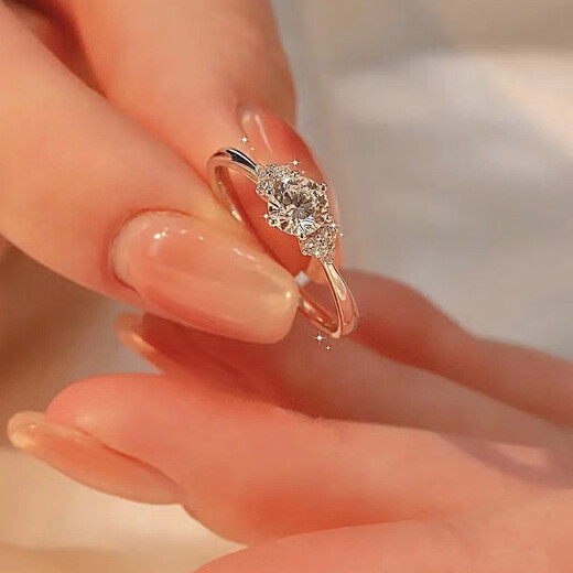 MZMZ platinum ring for women pt950 platinum engagement diamond ring Valentine's Day birthday gift for girlfriend and wife when/next day delivery - light luxury - brilliant three-stone diamond ring