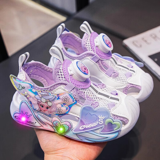 Heaacooa Kulomi Children's Sandals Girls Summer 2025 Nouvelle fille Baotou Sports Princesse Sandals Mid-Big Children's Éclairage Purple Aisha K869 27
