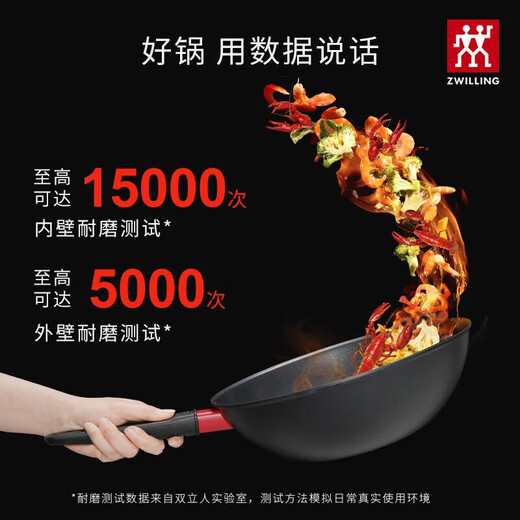 Zwilling pot set, wok, frying pan, milk pot, cast iron pot, stew pot, spatula, induction cooker available, 5-piece non-stick wok set (black)
