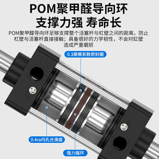 俏博莱气动行程可调大推力小型气缸SCJ32/40/50/63/100/125/160/200-25 80-125-50-S之间可调行程75-12593