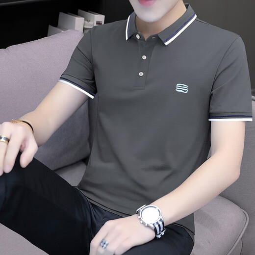Cotton Revers Herren kurzärmeligte T-Shirt gestickt neu