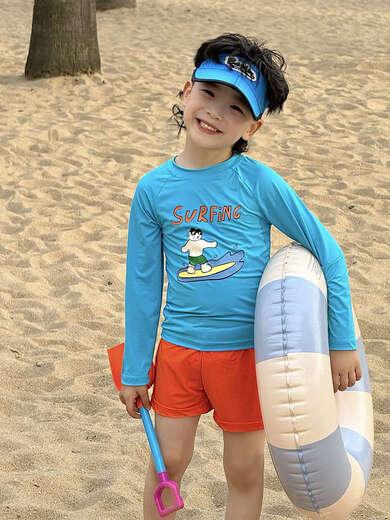 Boys' swimsuit 2025 new children's summer split swimsuit sun protection quick-drying swimsuit surfing suit seaside vacation kitten surfing swimsuit 100 cm