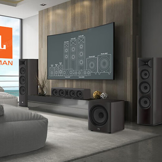 JBLSTUDIO680/690/698家庭影院主音箱客厅落地HiFi发烧音响5.1声道环绕重低音音响播放器 【标准版】STUDIO690一对-黑色