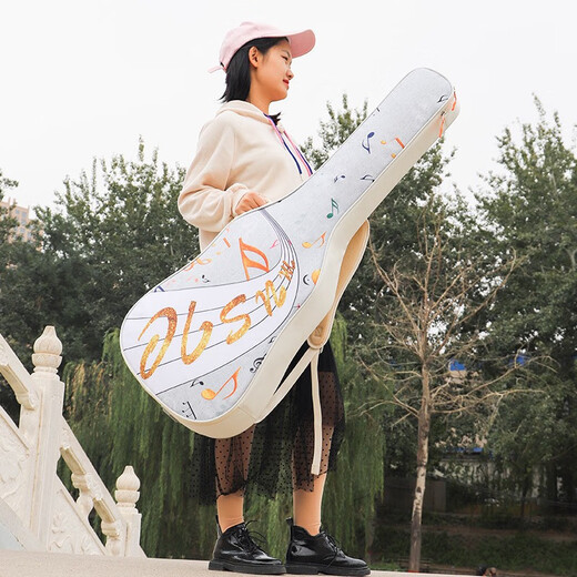 Jinchuanjinchuan民谣吉他琴包电吉他包41寸吉他背包女可爱吉他包个性涂鸦 电吉他包  音乐美食