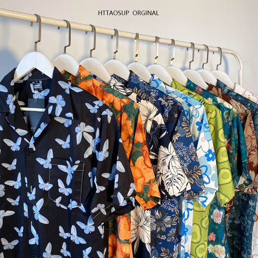 
Playboy (PLAYBOY) men's shirt summer new avocado green full print short-sleeved shirt men and women Hawaiian style casual couple shirt dark green X693 M