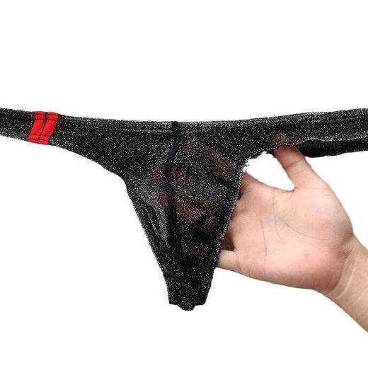 Ban Feishi Sommer japanische, koreanische, europäische und amerikanische Schwulen-Männer-Unterwäsche Europäische und amerikanische feine Mesh-Tasche Low Taille T-Pants Großgröße Schwarz xl xxl
