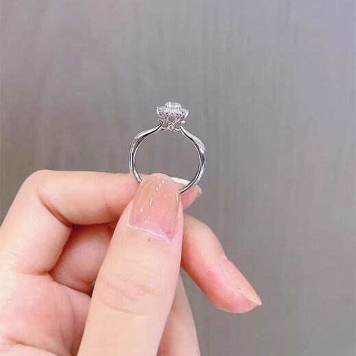 Pt950 Platinum Moissanite Color Diamond Ring Proposal Brilliant Star Ring Brilliant Galaxy Niche Gift for Girlfriend Brilliant Star 50 Points - Light Luxury Style Default Open Style (Size Can Be Adjusted)