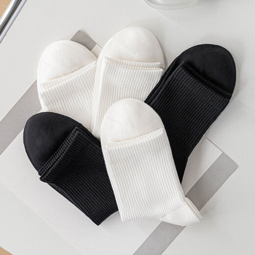 Caramella 2025 new socks for women in summer 100% cotton 7A antibacterial mid-calf socks for women breathable sweat-absorbent light sports socks pure cotton 7A antibacterial mid-calf women's socks - white * 5 one size fits all (recommended size 35-39)