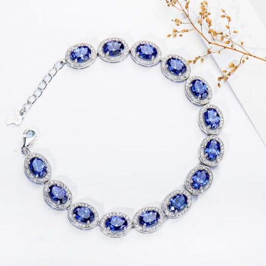 DL 1998 Fat Donglai same style sapphire bracelet for women s925 silver new style atmospheric versatile pavé blue zircon tanzanite water 925 silver bracelet 17-20 cm adjustable