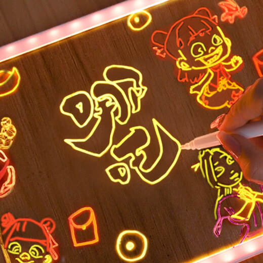 Board de dessin lumineux mignon pour enfants bricolage réécrit de l'éducation acrylique transparente et de l'exercice des jouets de peinture pour enfants grande taille avec 12 stylos de couleur et 2 chiffons un support