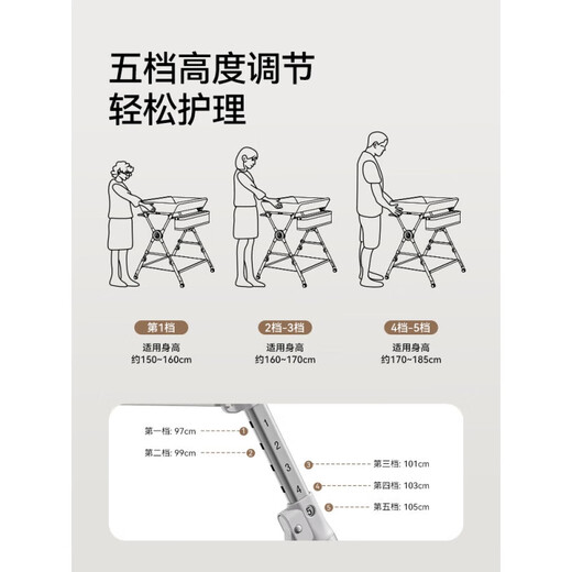 英氏（YEEHOO）尿布台新生婴儿护理台多功能换尿布抚触洗澡便携可 高护理台+乳霜纸*20包[每包40抽