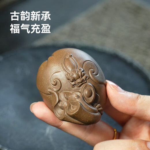 Made in Tokyo, Yixing purple sand tea pet, tea table table decorations can support Kung Fu tea set, Duan Ni, bags of blessings